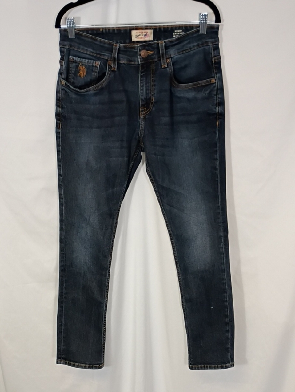 EUC U.S. Polo Assn. Henry Cropped Dark Blue Men’s Slim Jeans Size W30 L28